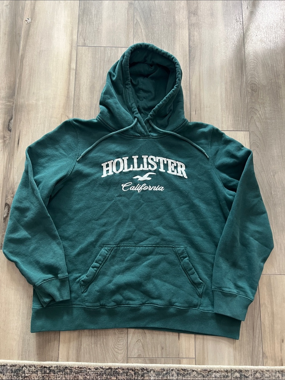 Hollister Dark Teal Hooded Sweatshirt with embroidered Logo XL